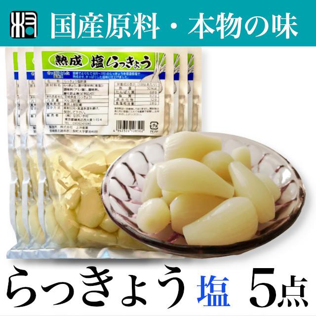 塩らっきょう 5点　無添加 　宮崎産　国産  九州 自然食品  低農薬 食品 オーガニック　らっきょう