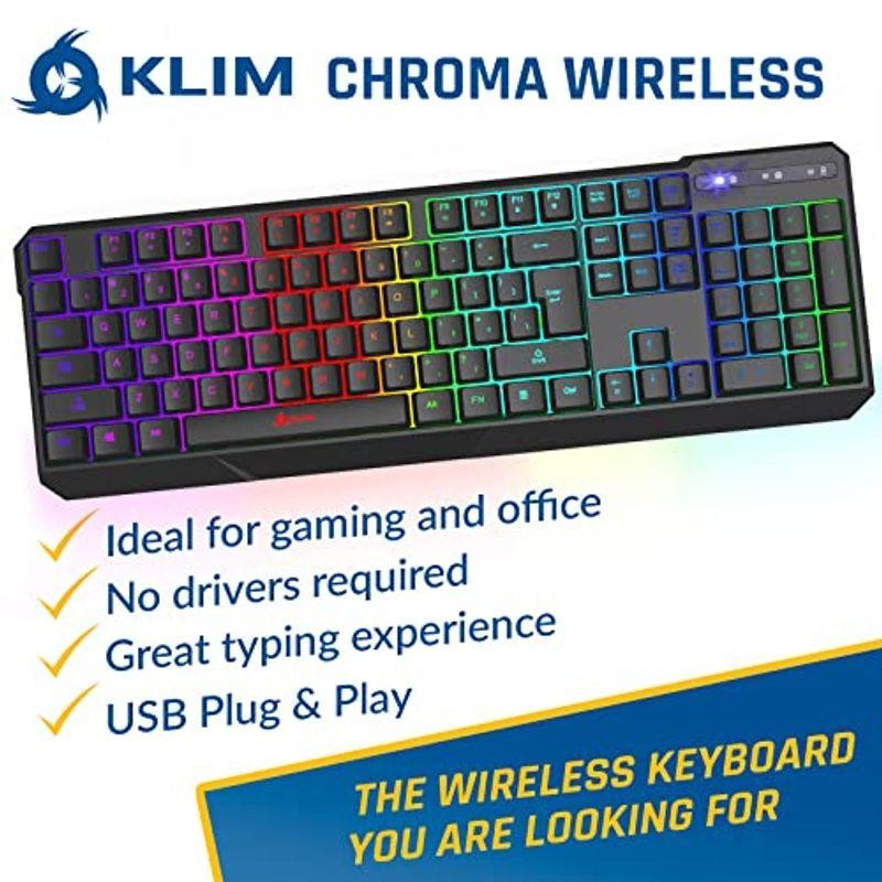 KLIM Chroma Wireless ワイヤレスキーボード（英語配列） 防水 静音