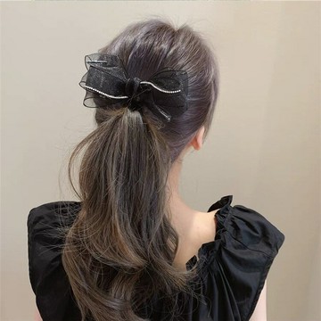 蝴蝶結發夾女夏后腦勺歐根紗頭飾發卡夏季仙氣年新款高級頭花