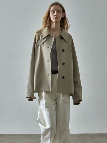 Overfit Cotton Half Coat [GREEN Beige]