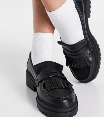 ASOS DESIGN Wide Fit Melon chunky loafers in black