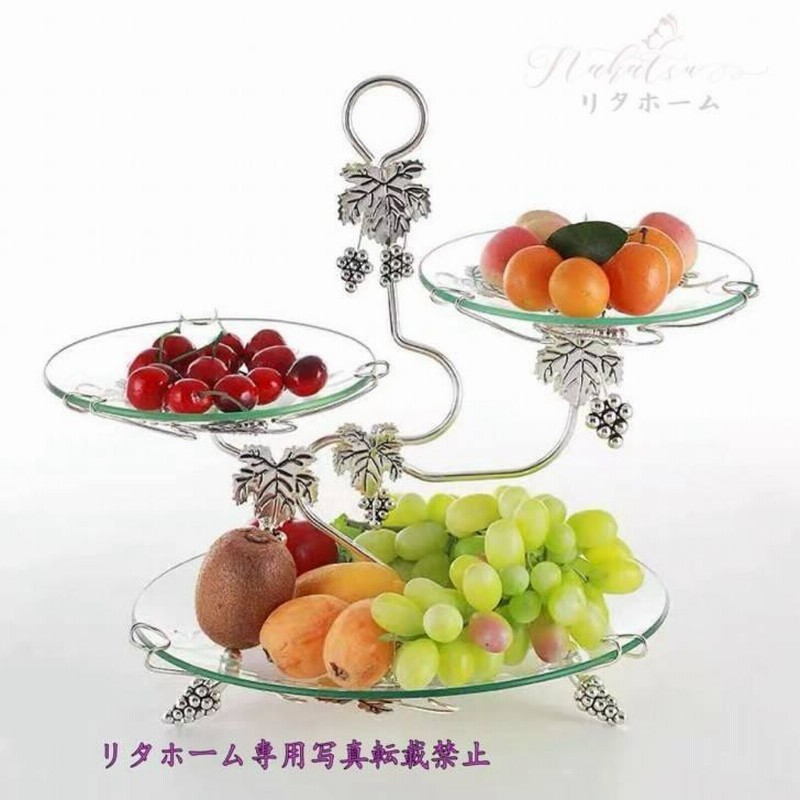 高級果物皿 ガラスコンポート お菓子皿、北欧フルーツプレート