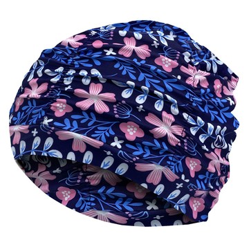 MOA SPORTS 水中有氧皺褶泳帽 - 艾芙  Aeib 深藍色 + 粉色  均碼(23 x 14cm)  1個