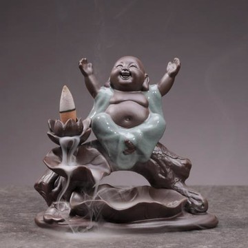 跨境精美哥窯倒流香爐紫砂陶瓷香薰爐家居創意茶道禮品塔擺件禪意