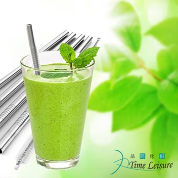 Time Leisure 品閒 SGS認證304不鏽鋼直吸管4入(送專用清潔刷)