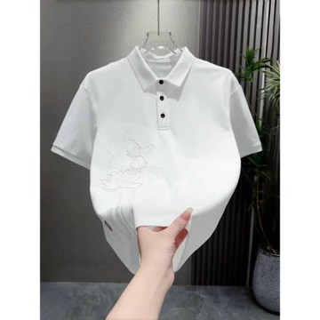 夏季男士時尚潮流中國風刺繡短袖POLO衫潮牌百搭輕奢翻領半袖T恤