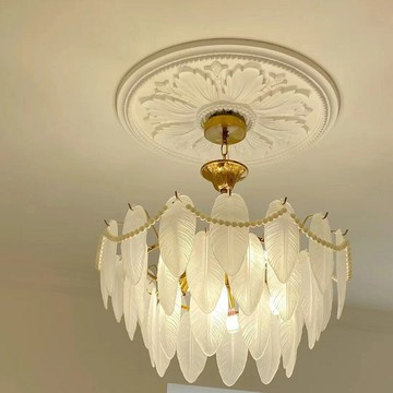 出口品質 法式pu燈盤 歐式圓形吊頂吊燈雕花拼花裝飾非石膏puE18[DD1206002]