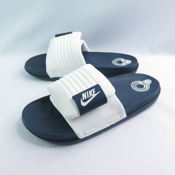 NIKE DQ9624101 Offcourt 男拖鞋 海綿內襯 可調式魔鬼氈 白/深海藍【iSport愛運動】