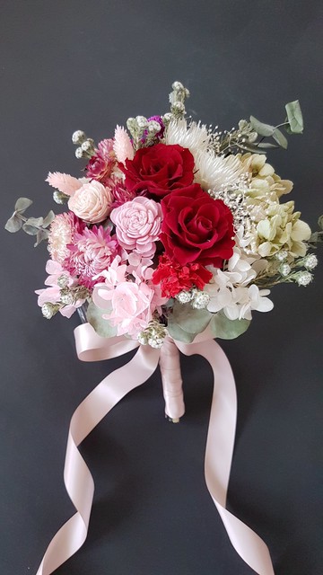 海藏設計| 狂戀紅玫。不凋花乾燥花捧花/