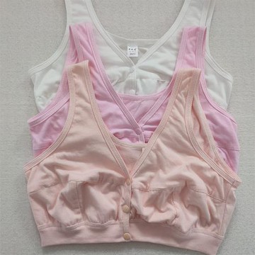 媽媽內衣女純棉大碼前扣文胸無鋼圈中老年人背心式哺乳喂奶胸罩