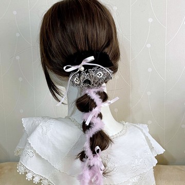 刺繡蕾絲皺褶髮夾/ 馬尾夾 編織髮插 馬尾插 髮叉 髮梳 邊夾 髮飾