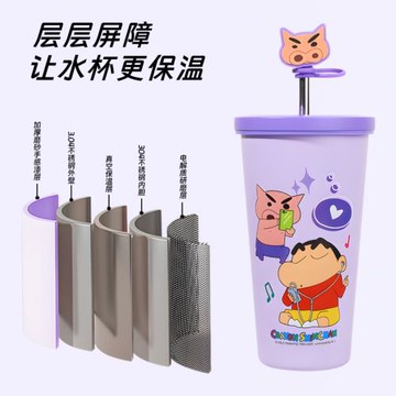 蠟筆小新保溫冰霸杯大容量2025新款女高顏值辦公室保冷吸管水杯子