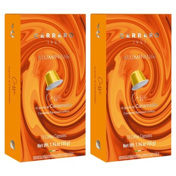 CARRARO 焦糖風味 CARAMEL FLAVORED COFFEE 咖啡膠囊 適用Nespresso Original 膠囊咖啡機  5.5g  10個  2盒