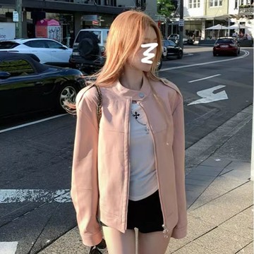 特惠秒殺 爆款出清  防風皮衣 外套 皮衣外套 拉鍊皮衣外套 復古 機車夾克 甜酷機車風極簡皮衣外套女裝2025新款爆款