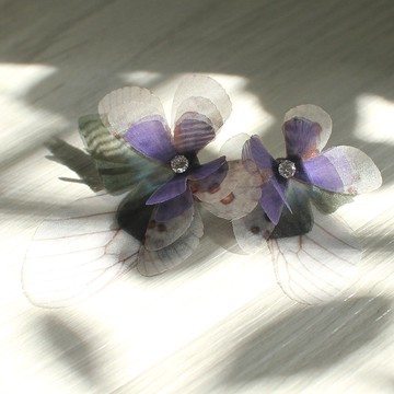 不對稱蝴蝶耳環一對&水鑽925銀耳針 pierced or clip-on earring