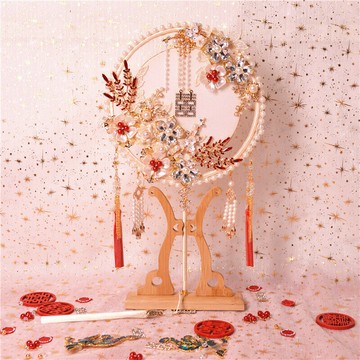 新娘喜扇秀禾服團扇結婚婚禮團扇古風扇子出嫁扇喜字扇中式手捧花