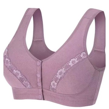 春夏款中老年媽媽內衣純棉前扣大碼無鋼圈聚攏舒適背心式胸罩文胸