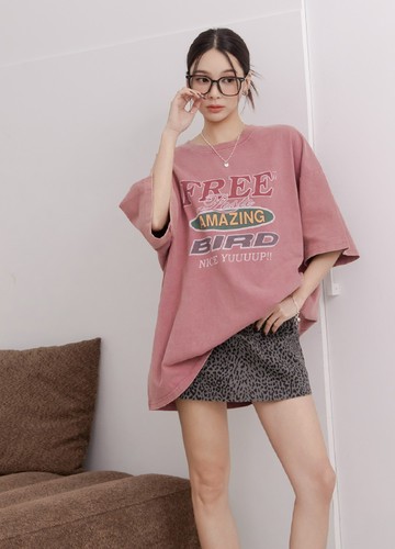 FREE洗舊字母上衣