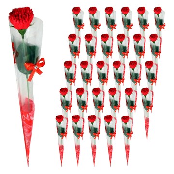 人造花 母親節康乃馨花束 帶鑽款  紅色  36支