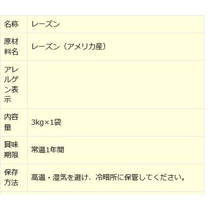 干しぶどう酢に レーズン(アメリカ産)3kg×1袋 ドライフルーツ 送料無料