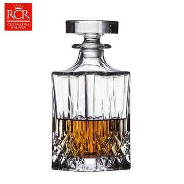 義大利RCR Opera 方形水晶雕花酒瓶 750mL 酒樽 水晶玻璃 酒器 床頭瓶