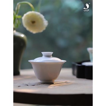 大魚美器隨手泡茶碗口糧茶蓋碗景德鎮陶瓷高溫燒制手工二才碗女用