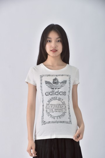 (S) adidas質感棉質純棉白色短袖上衣