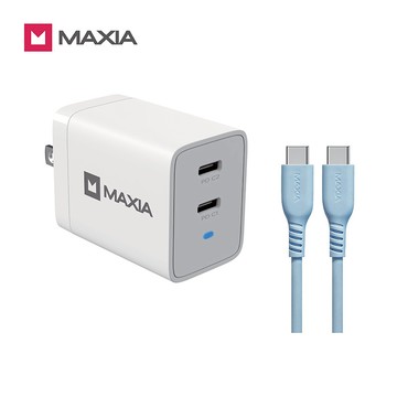 【MAXIA】氮化鎵GaN 67W急速快充組-藍線(MPC-A67W+MQC-250)