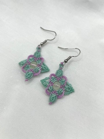 葡萄石圖騰編織耳環