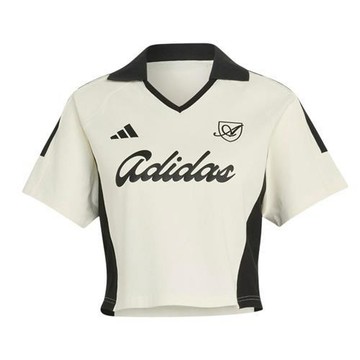 Adidas 短袖Polo衫 女裝 短版 橡膠印花 米 KT2784