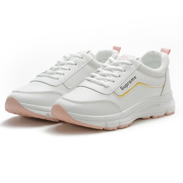 時尚女式運動鞋 透氣真皮休閒鞋 防滑彈力舒適輕便白色運動鞋 現貨 免運