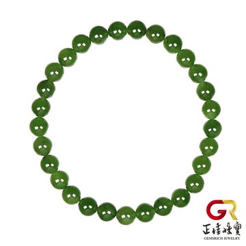 【正佳珠寶】和田碧玉 頂級蘋果綠 5.8-6.2mm 和田碧玉手珠｜日本彈力繩