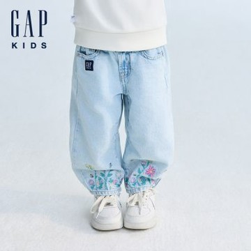【GAP】嬰兒及幼兒花卉馬蹄褲-淺色水洗(881790)