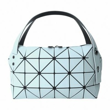 ISSEY MIYAKE  BAOBAO 幾何方格皮質4x6波士頓包(薄荷藍)霧面小款