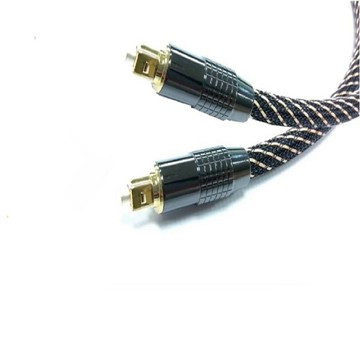 易控王 數位光纖線 1米 OD:7mm 24K鍍金 黑蟒外殼 防震編織網 光纖線 公對公(30-239-01)