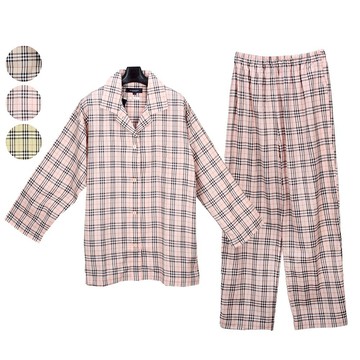 BURBERRY經典格紋純棉襯衫長袖家居服套裝L(任選)085119｜GoBrand購名牌