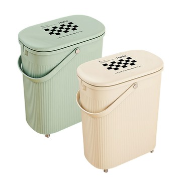 【居家cheaper】12L窄縫美學手提垃圾桶青草綠