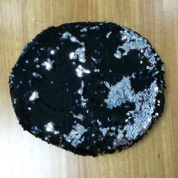 時尚拉風亮片貝雷帽兩面色畫家帽子調節蓓蕾帽女秋冬舞臺街拍潮帽1入