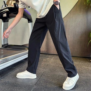 【優選長褲】夏季薄款速干休閒褲男士寬鬆闊腿褲彎刀直筒長褲潮牌痞帥工裝褲子