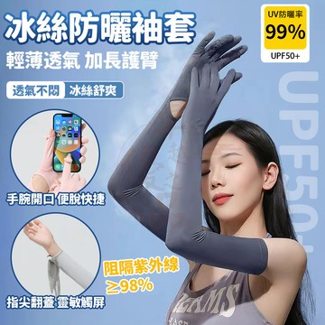 【隔日到貨💥免運】冰絲袖套 冰絲防曬袖套 機車防曬手套 涼感袖套 抗uv 手套袖套一體 防紫外線手套袖套 輕薄透氣涼感