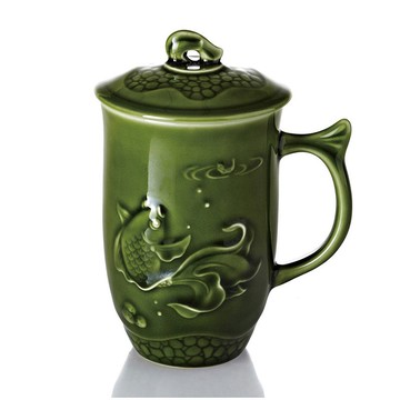 魚喜杯 / 綠釉 450ml