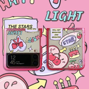 適用三星折疊屏zflip4手機殼zflip3全包f7100軟殼F7210粉色涂鴉潮