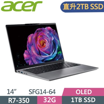 ACER Swift GO 14 SFG14-64-R44M 銀(R7-350/32G/2TB SSD/W11/OLED/14)特仕