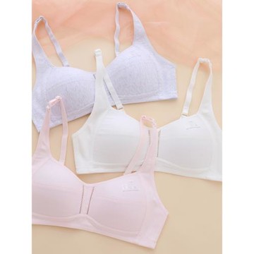 內衣學生適合胸小的初中高中純棉文胸發育期無鋼圈薄海綿少女胸罩