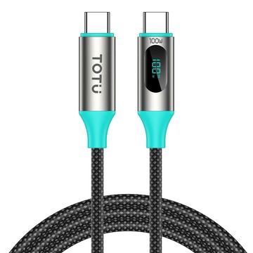 TOTU 100W 智能數顯 USB-C TO Type-C PD 充電傳輸快充線 QC4.0 LED 1.2M 支援iPhone17/安卓/手機/平板/筆電
