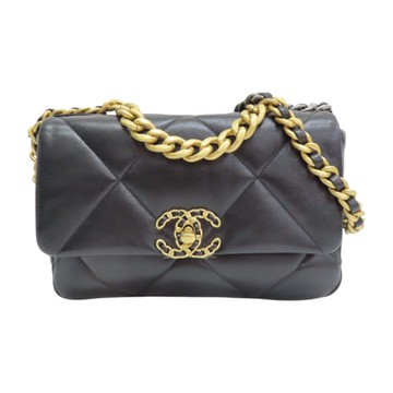 CHANEL 香奈兒 黑色 羊皮 19 鍊帶 肩背包 【二手名牌BRAND OFF】