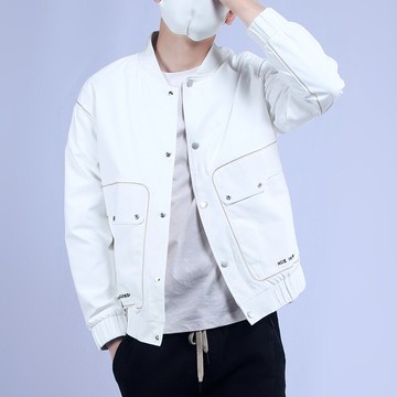 現貨+預購 棒球外套短款夾克-立領大口袋字母印花男外套3色74bd11【獨家進口】【米蘭精品】