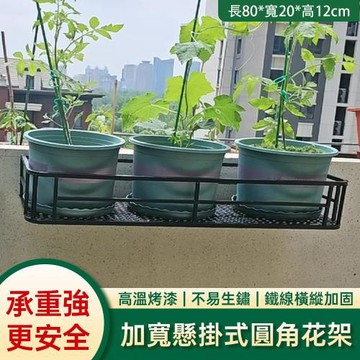 鐵藝花盆架 壁掛置物架 簡約 圓角 陽臺欄杆花架 懸掛式 加寬 掛實體牆