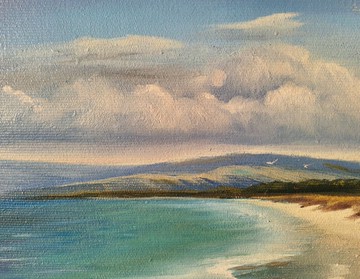 海洋繪畫海景原創藝術陽光海灘原創藝術品日落畫布