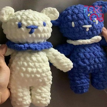 DIY手工編織玩偶 鉤針玩偶 冰條線小熊玩偶材料包 手工編織diy材料包 自製禮物